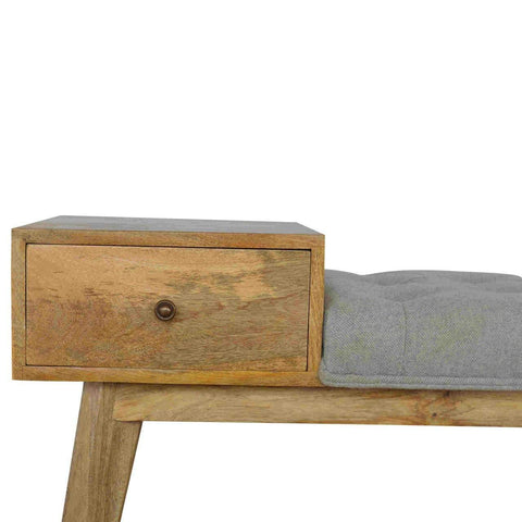 Grey Tweed Bench with 1 Drawer Living Artisan Furniture 