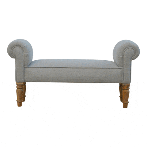 Grey Tweed Bench with Turned Feet Living Artisan Furniture 