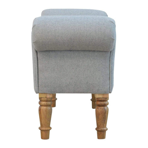 Grey Tweed Bench with Turned Feet Living Artisan Furniture 