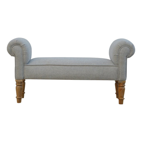 Grey Tweed Bench with Turned Feet Living Artisan Furniture 