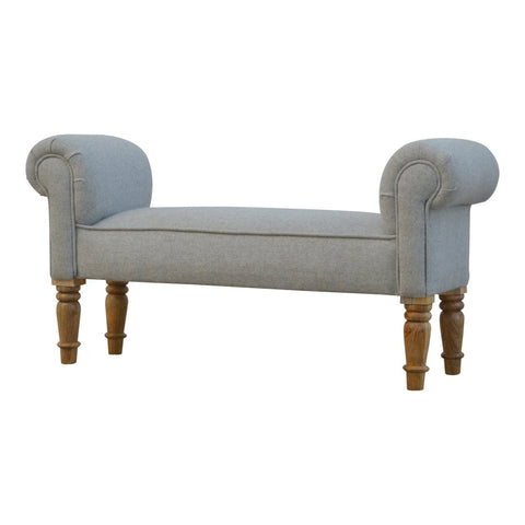 Grey Tweed Bench with Turned Feet Living Artisan Furniture 