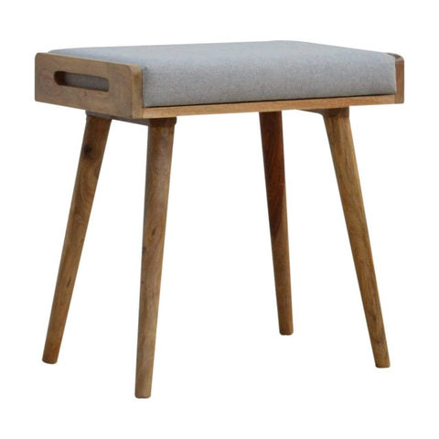 Grey Tweed Solid Wood Footstool Living Artisan Furniture 