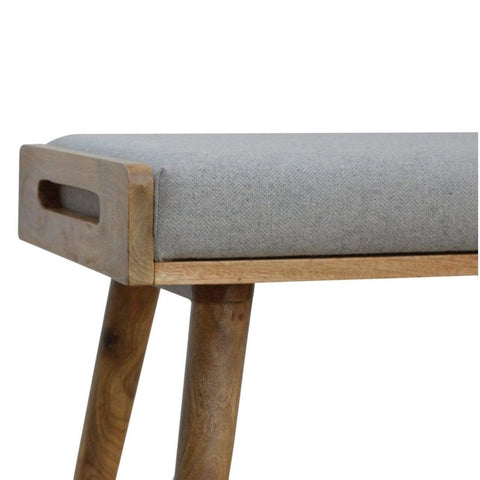 Grey Tweed Solid Wood Footstool Living Artisan Furniture 