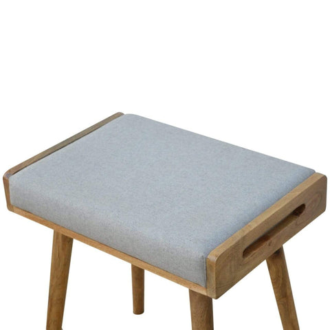 Grey Tweed Solid Wood Footstool Living Artisan Furniture 