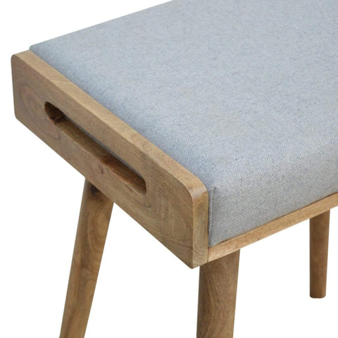 Grey Tweed Solid Wood Footstool Living Artisan Furniture 