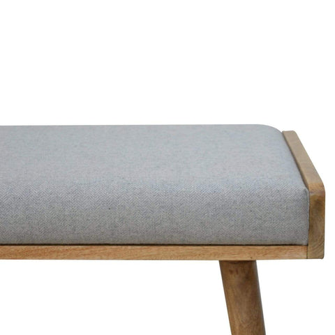 Grey Tweed Solid Wood Footstool Living Artisan Furniture 