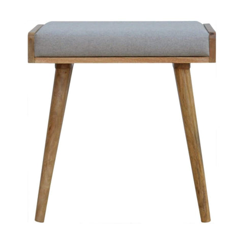 Grey Tweed Solid Wood Footstool Living Artisan Furniture 