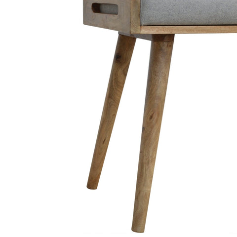 Grey Tweed Solid Wood Footstool Living Artisan Furniture 