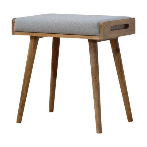 Grey Tweed Solid Wood Footstool Living Artisan Furniture 