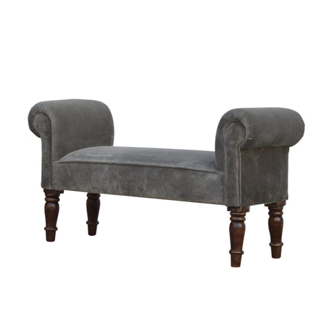Grey Velvet Bench Living Artisan Furniture 
