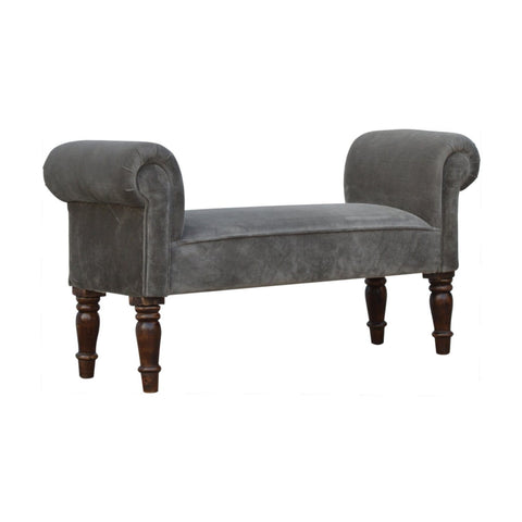 Grey Velvet Bench Living Artisan Furniture 
