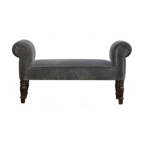 Grey Velvet Bench Living Artisan Furniture 