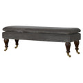 Grey Velvet Bench with Castor Feet Living Artisan Furniture 
