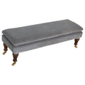 Grey Velvet Bench with Castor Feet Living Artisan Furniture 