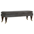 Grey Velvet Bench with Castor Feet Living Artisan Furniture 