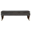 Grey Velvet Bench with Castor Feet Living Artisan Furniture 