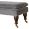 Grey Velvet Bench with Castor Feet Living Artisan Furniture 