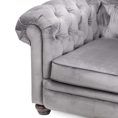 Grey Velvet Chesterfield Chair Living Hill Interiors 