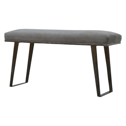 Grey Velvet Industrial Style Bench Living Artisan Furniture 