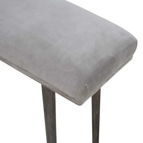 Grey Velvet Industrial Style Bench Living Artisan Furniture 