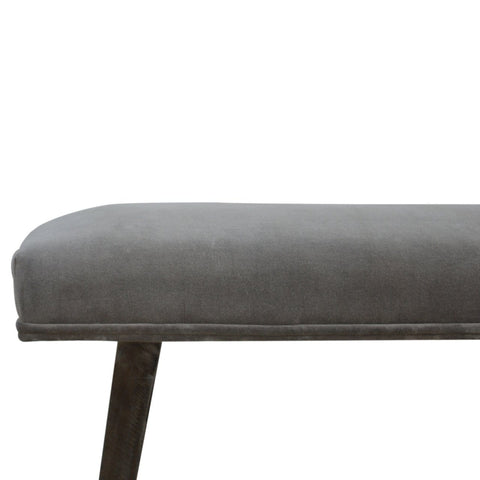 Grey Velvet Industrial Style Bench Living Artisan Furniture 