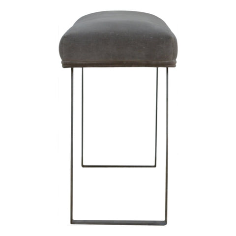 Grey Velvet Industrial Style Bench Living Artisan Furniture 