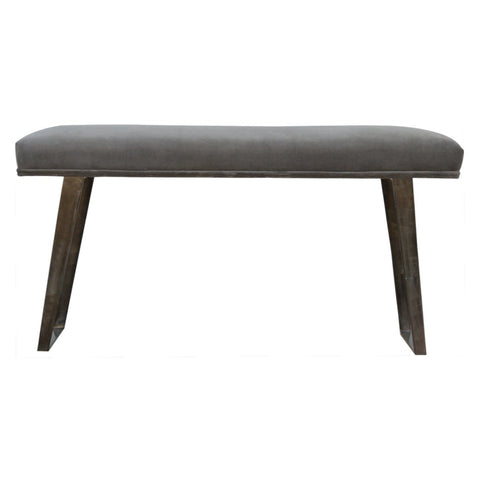 Grey Velvet Industrial Style Bench Living Artisan Furniture 