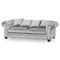 Grey Velvet Large Chesterfield Three Seater Sofa Living Hill Interiors 