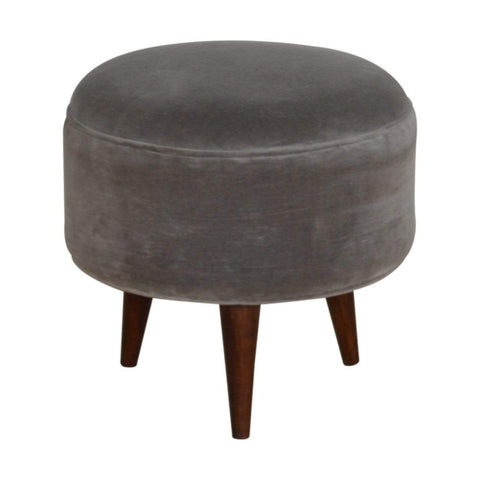 Grey Velvet Nordic Style Footstool Sleeping Artisan Furniture 