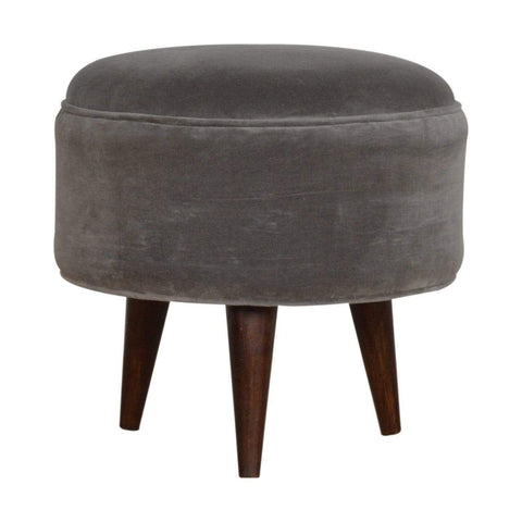 Grey Velvet Nordic Style Footstool Sleeping Artisan Furniture 