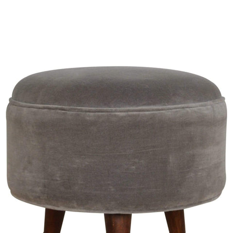 Grey Velvet Nordic Style Footstool Sleeping Artisan Furniture 