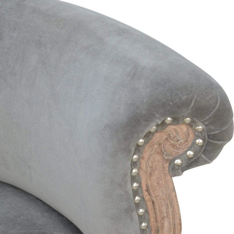 Grey Velvet Studded Chair Living Artisan Furniture 