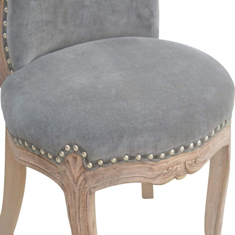 Grey Velvet Studded Chair Living Artisan Furniture 