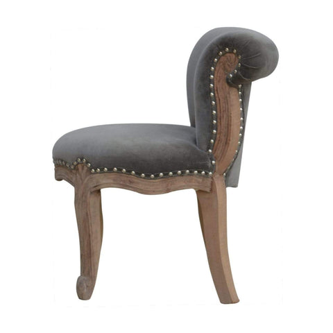Grey Velvet Studded Chair Living Artisan Furniture 