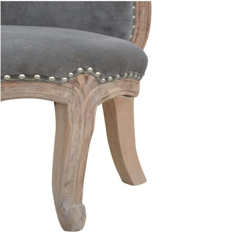 Grey Velvet Studded Chair Living Artisan Furniture 