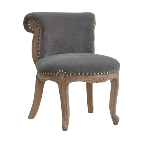 Grey Velvet Studded Chair Living Artisan Furniture 