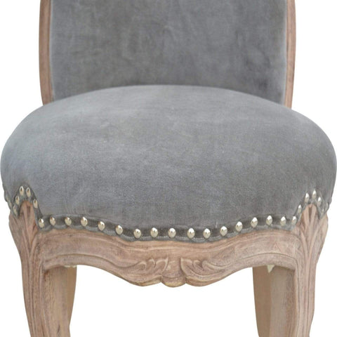 Grey Velvet Studded Chair Living Artisan Furniture 