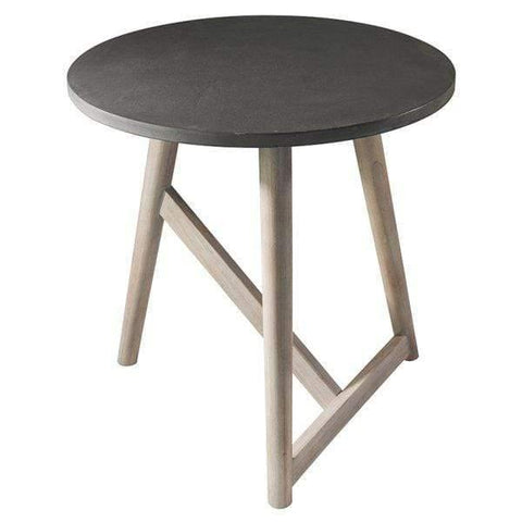 Hamar Faux Concrete and Ash Wood Side Table 50cm Living Regency Studio 