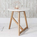 Hamar White Semi Gloss and Natural Ash Wood Side Table 50cm Living Regency Studio 
