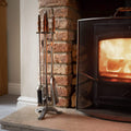 Hand Turned Fire Companion Set In Antique Pewter With Wooden Handles Accessories Hill Interiors 