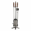 Hand Turned Fire Companion Set In Antique Pewter With Wooden Handles Accessories Hill Interiors 