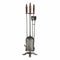Hand Turned Fire Companion Set In Antique Pewter With Wooden Handles Accessories Hill Interiors 
