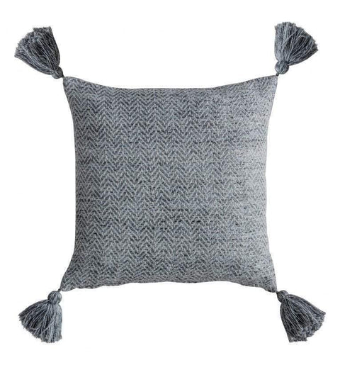 Herringbone PET Tassel Cushion Charcoal Accessories Regency Studio 