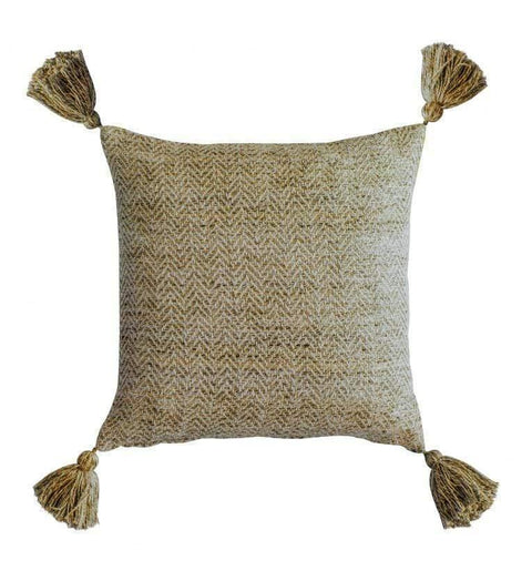 Herringbone PET Tassel Cushion Ochre Accessories Regency Studio 