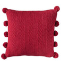 Herringbone Pom Pom Cushion Red Accessories Regency Studio 