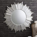Herzfeld Starburst Round Silver Mirror 39.5" Sleeping Regency Studio 