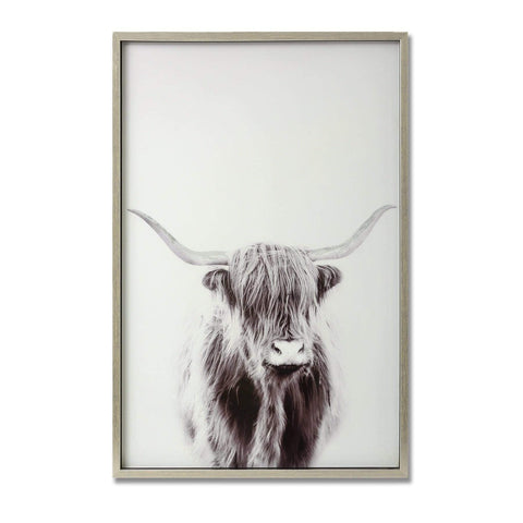 Highland Cow Right Facing Glass Image with Silver Frame Accessories Hill Interiors 