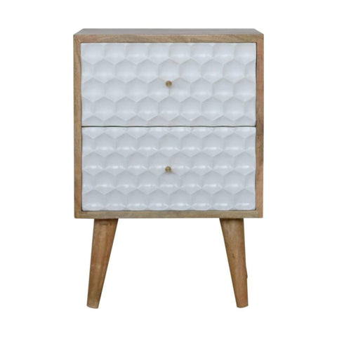Honeycomb Carved Bedside with 2 Drawers Sleeping Artisan Furniture 