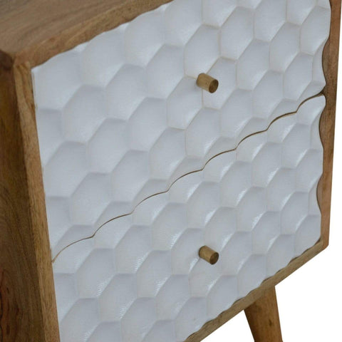 Honeycomb Carved Bedside with 2 Drawers Sleeping Artisan Furniture 