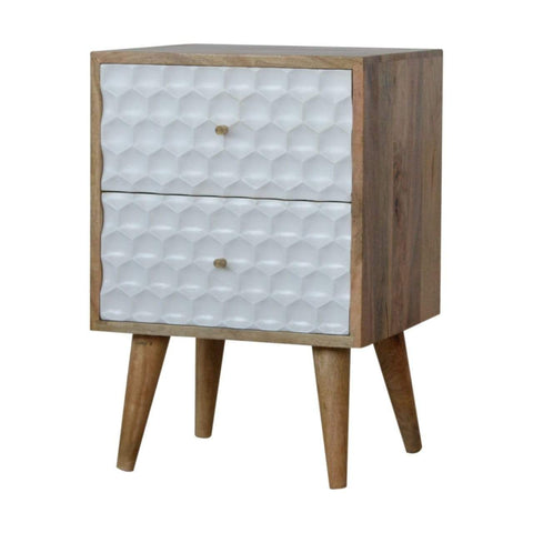 Honeycomb Carved Bedside with 2 Drawers Sleeping Artisan Furniture 